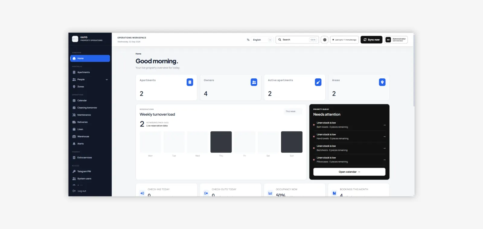 Apartment Cleaning Management System project view 1